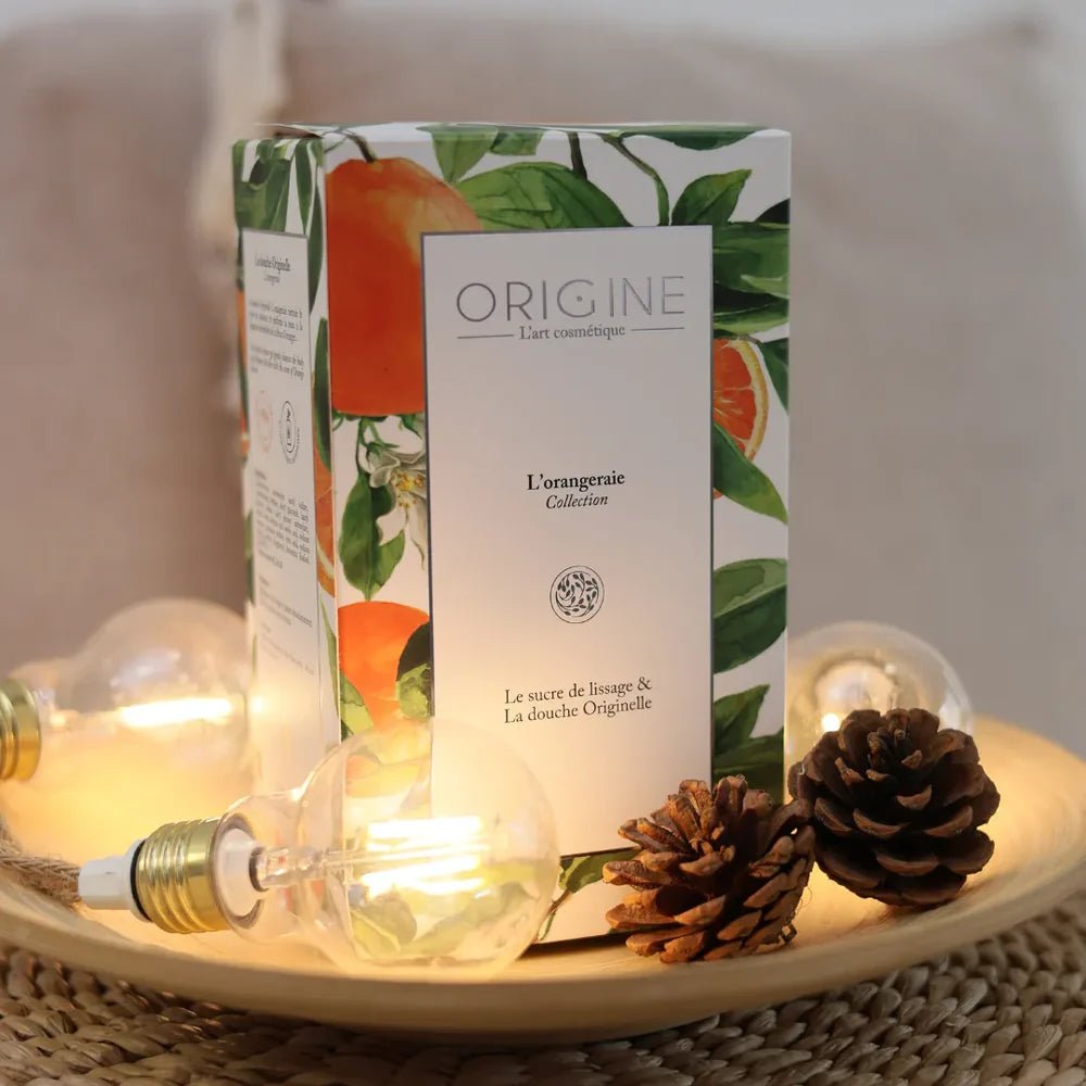 Coffret Duo - L'Orangeraie - Sucre de lissage et Gel douche - Origine Cosmétiques Belgique Luxembourg