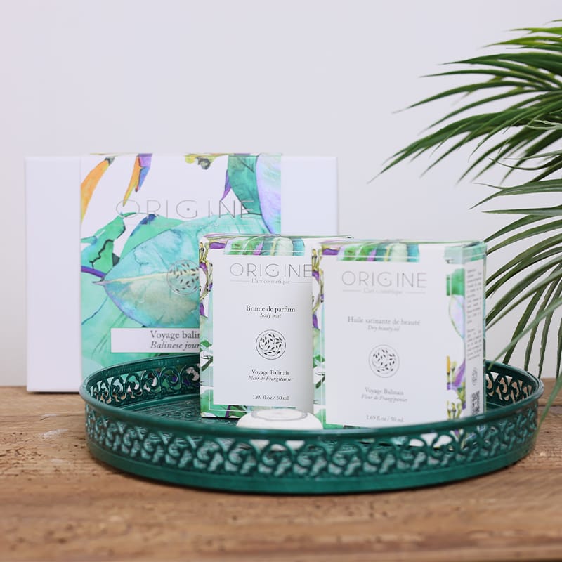 Coffret - Voyage Balinais - Huile Satinante de beauté et Brume de parfum - Origine Cosmétiques Belgique Luxembourg
