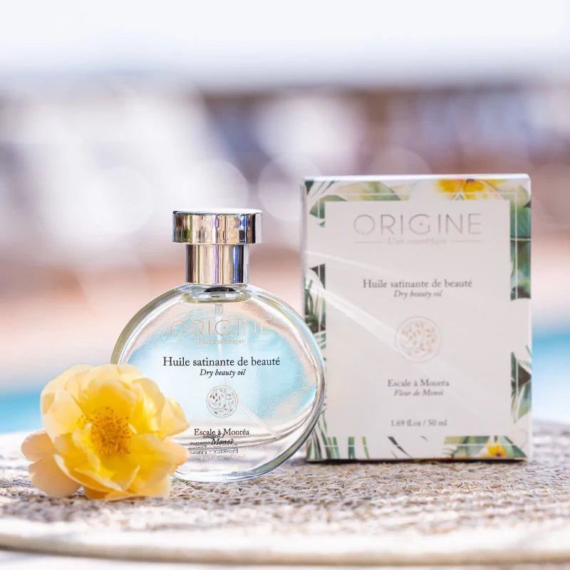 Huile satinante de beauté au Monoï de Tahiti - Origine Cosmétiques BeLux