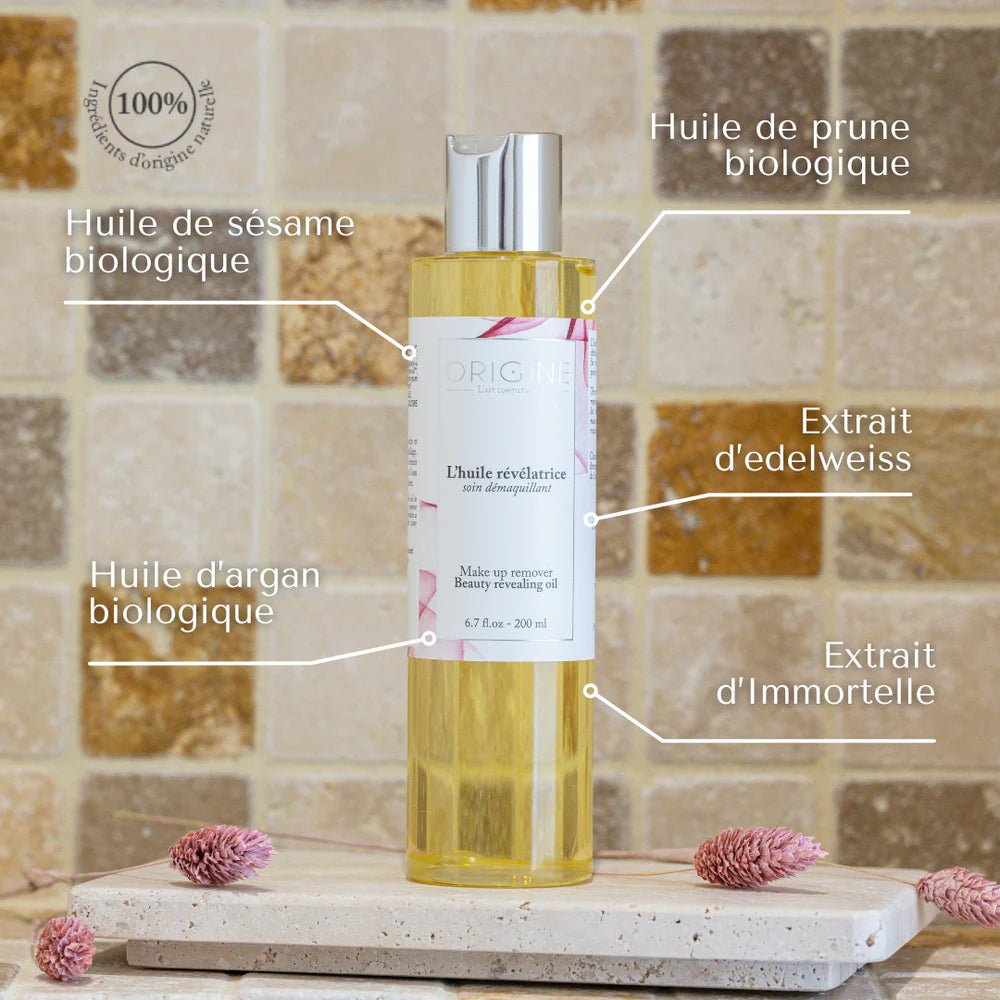 L&#39;huile Révélatrice - Soin Démaquillant - Origine Cosmétiques Belgique Luxembourg
